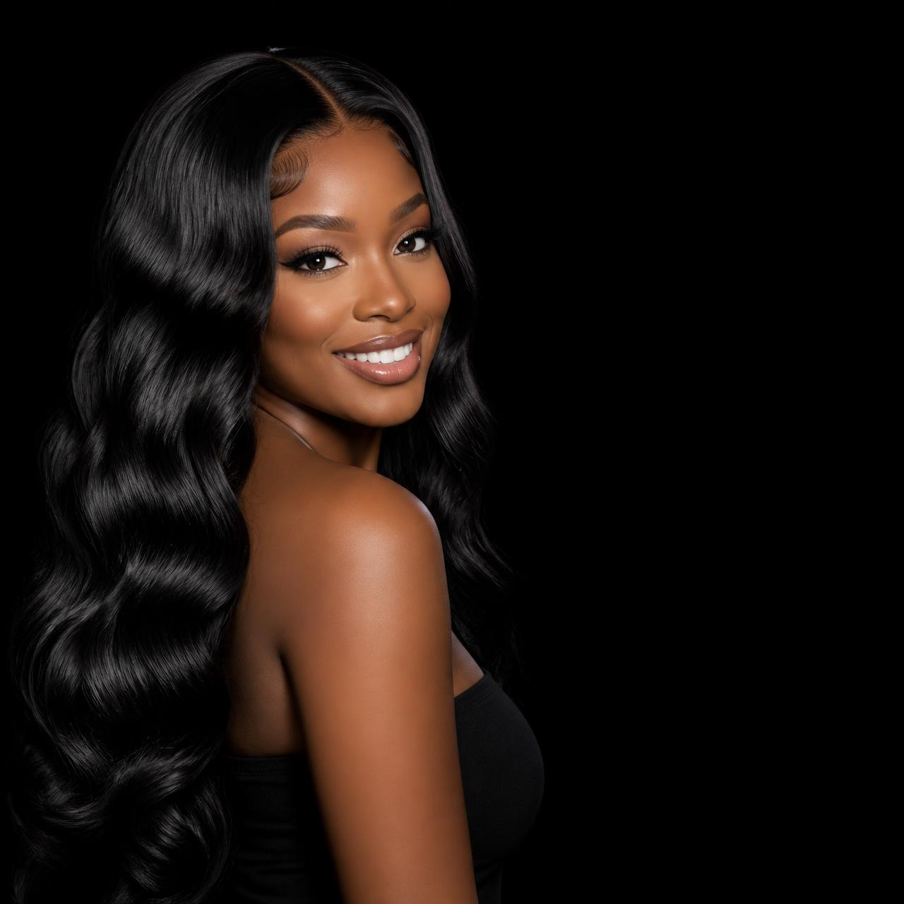 Rich GIRL model wearing luxury body wave hair